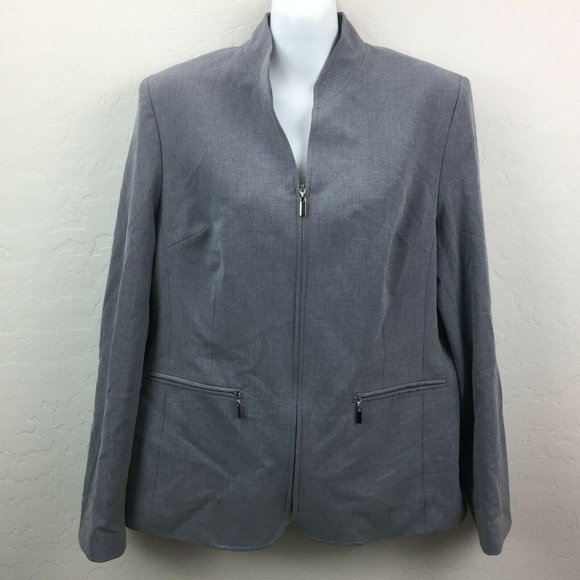 Grays Jackets & Blazers - Amanda Smith Women's 8 Gray Zip Up Suit Jacket